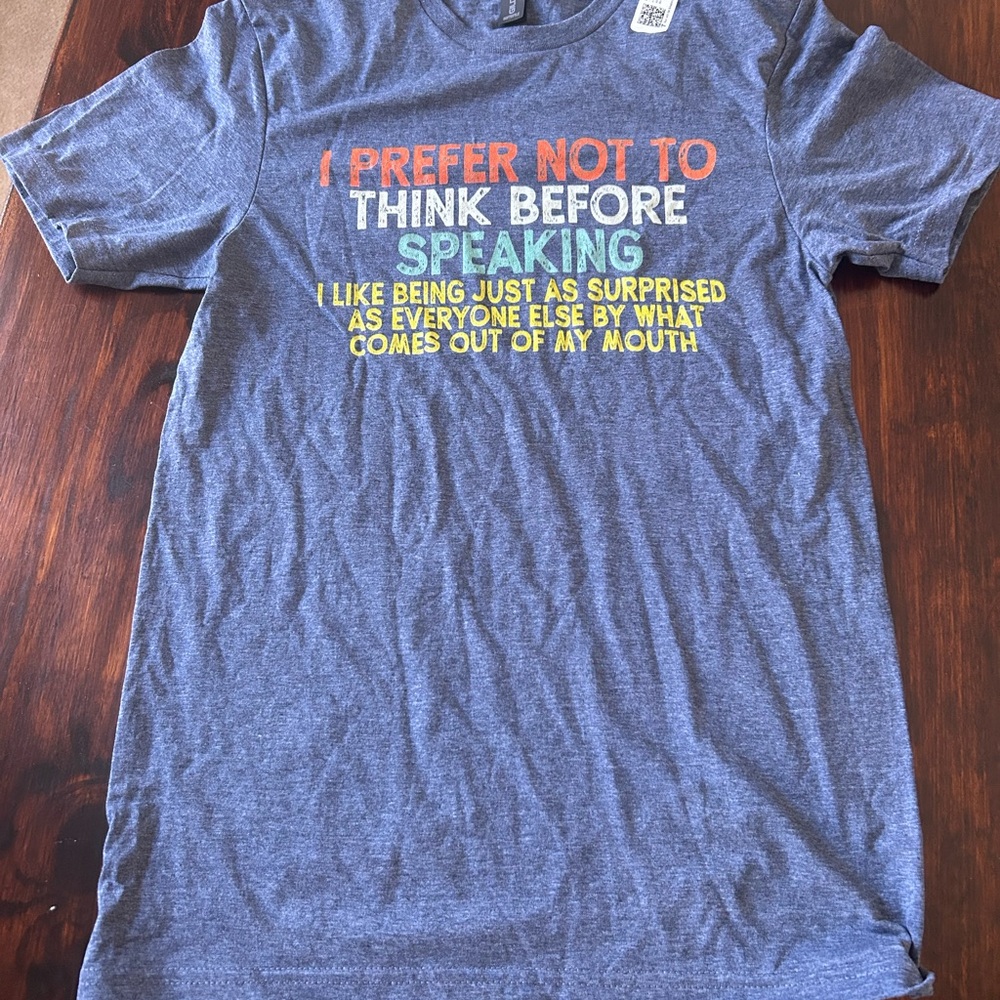 Gildan Blue Graphic Tee with Bold Text